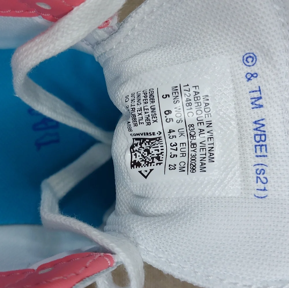 Converse space jam lola bonny shoes size woman 6.5 mens 5 unixe  white and pink - Picture 10 of 13